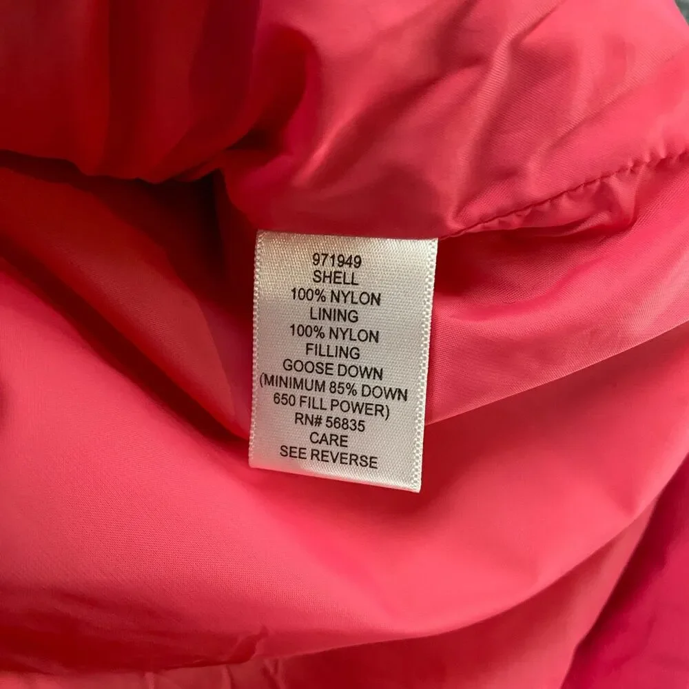 Cabelas Kids Vest Girl L Goose Down Puffer Pink Full Zip Ski Outdoor Winter Snow